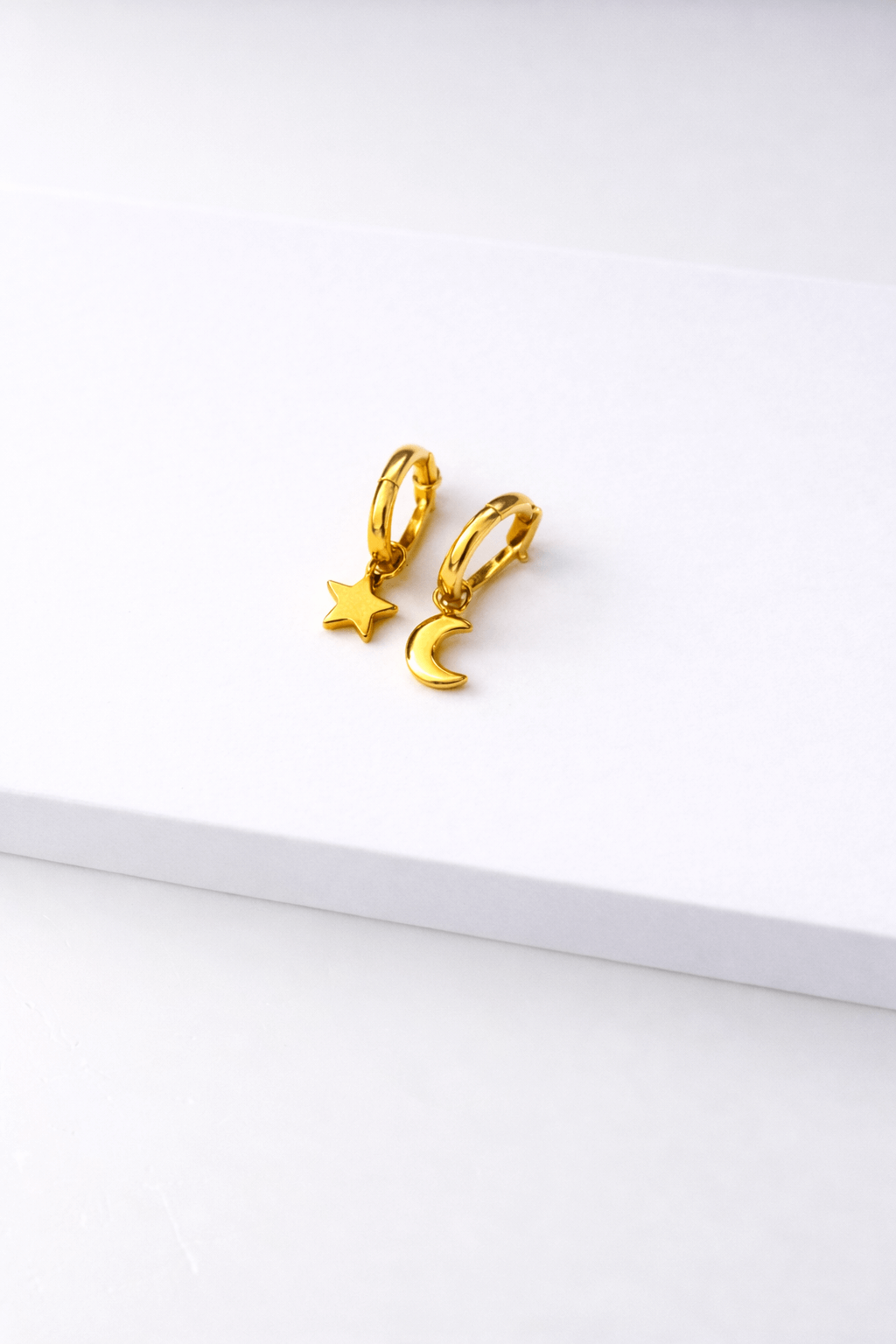 Star and Moon Huggie Earrings