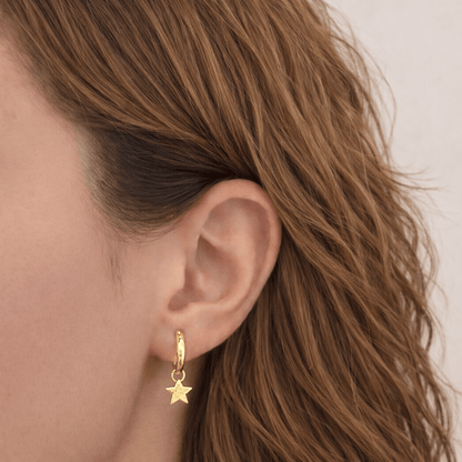 Star and Moon Huggie Earrings